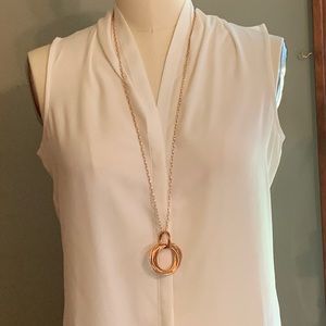 EUC necklace bronze metal color. Lobster claw Clasp on 36” chain With pendant